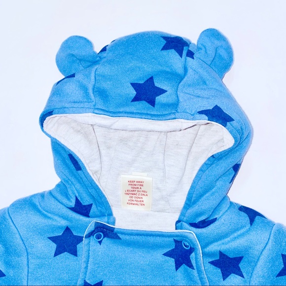 First Wish Footed Blue Stars Hooded Bunting Suit Size 0-3 months - Picture 3 of 7
